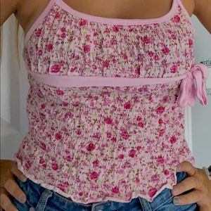 Pink floral tank top